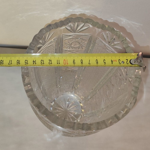 Bohemia Crystal Vase carved, handmade, like new