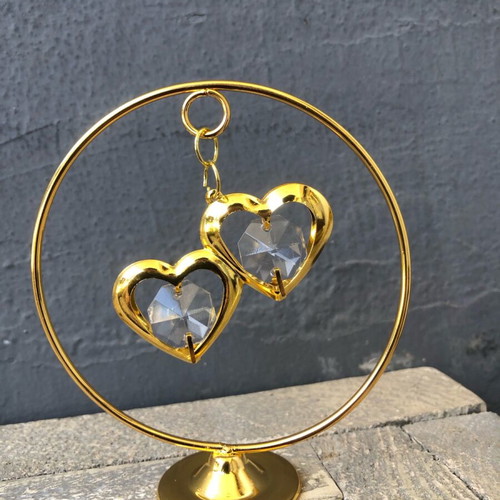 Romantic bomboniere new with golden hearts and crystal details