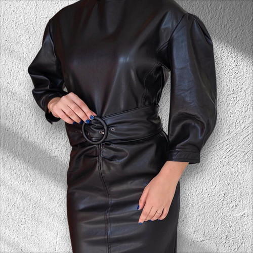 Zara dress with leather texture black like new, size XL