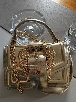 Versace Jeans crossbody bag gold like new with long chain