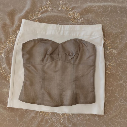 Valerie Aflalo blouse like new, short, silk, size S, gray-beige