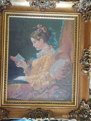 Πίνακας κεντημένος μεταχειρισμένος, χειροποίητος, διαστάσεις 64x50 εσωτερικό