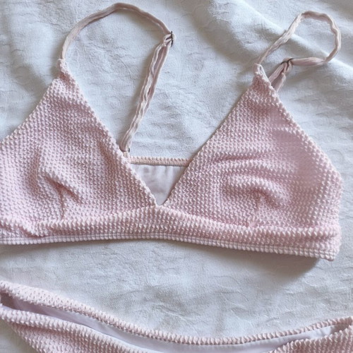 Bikini set pink large size like new, soft textured fabric