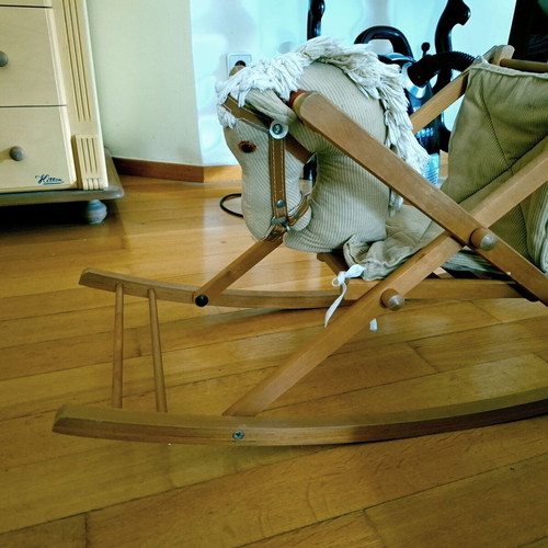 Vintage Wooden Rocking Horse with Safety Seat used for Babies and Toddlers