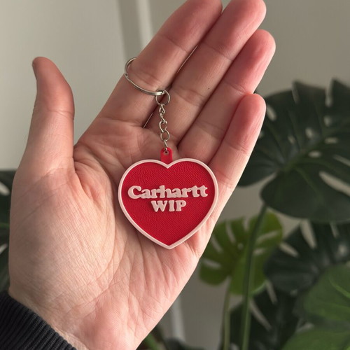 Carhartt heart keychain charm new, red 3d printed