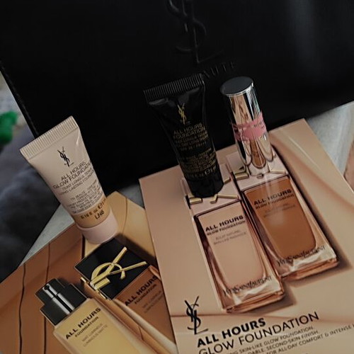Yves Saint Laurent new makeup set with leather pouch and foundation samples