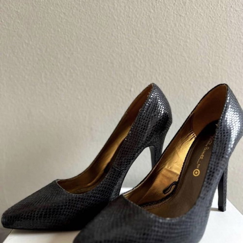 Roberto Cavalli black stiletto croco design pumps new