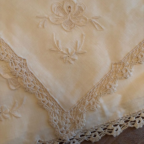 Table napkins new, pack of 8 with handmade lace 0.44x0.44