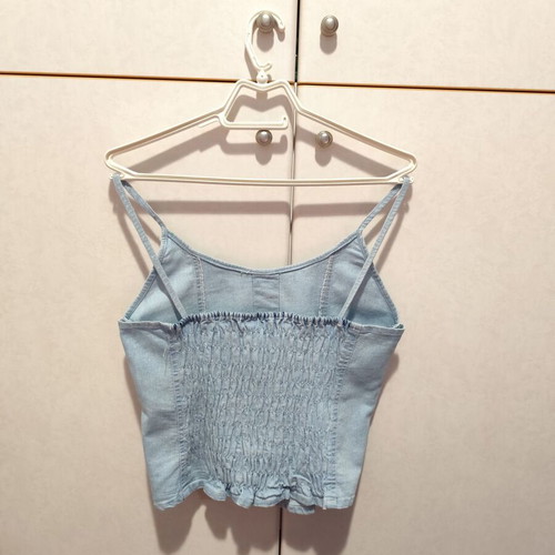 Vintage denim blouse used, size M, blue cotton