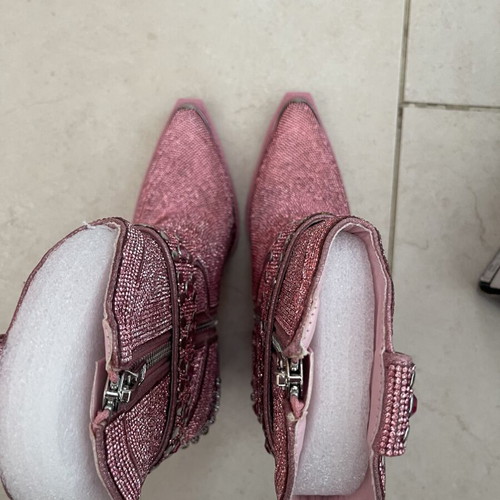 Pink Club Exx cowboy boots with gemstones, size 38