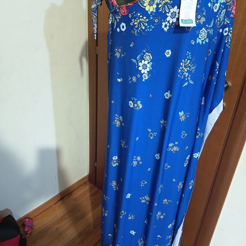 Summer dress long, new, Greek made, blue multicolor