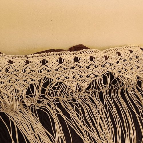 Large decorative macramé curtain 143 × 210 cm, boho ethnic style