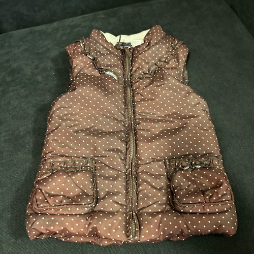 Sleeveless vest used for girls 98cm 2-3 years brown polka dot with pockets