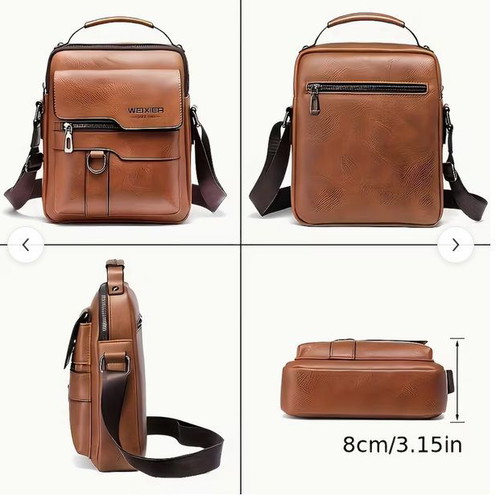 Men's High-Quality Leather Shoulder Bag New, Multifunctional Compartments