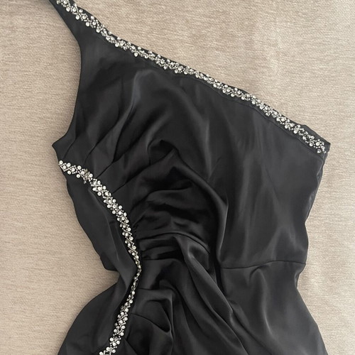 Black One-Shoulder Evening Dress satin, like new, Shein, size L