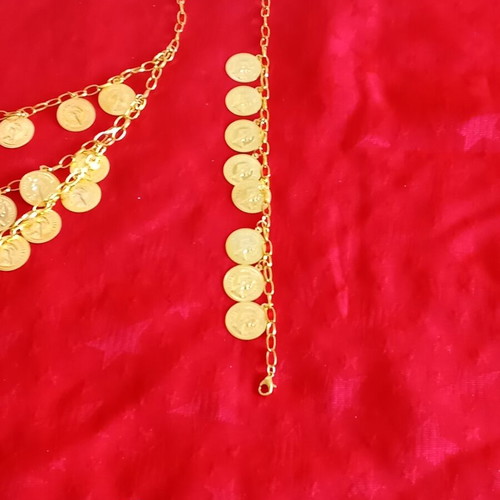 Ethnic necklace with bracelet A.L.E. new, gold tone