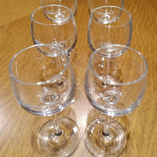 Set of 6 liqueur glasses used with engraved leaf design