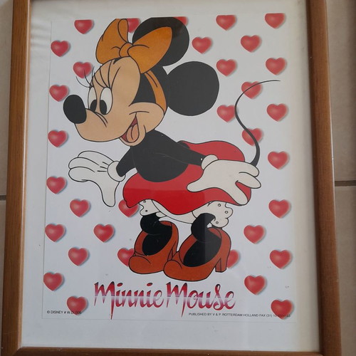 Mickey Mouse frames used, set of 2 with brown wooden frame