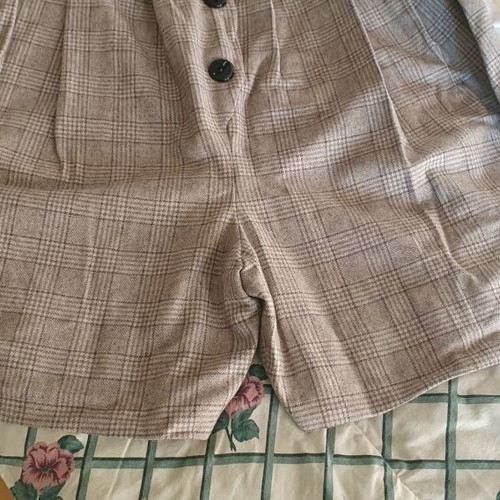 Maternity jumpsuit with bermuda shorts, grey checkered