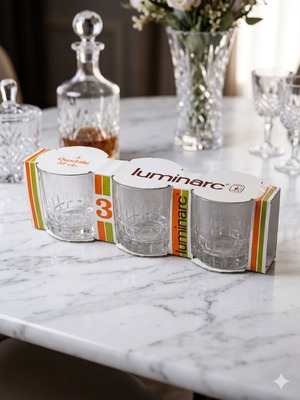 Luminarc Quadrille Vintage Σετ 3 Κρυστάλλινα Ποτήρια 32cl Καινούργιο