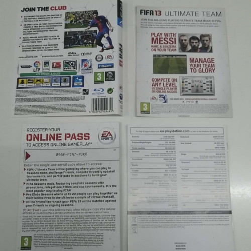 FIFA 13 cover and inserts for PS3 like new