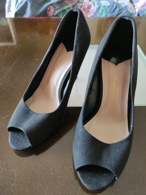 Γόβες Dorothy Perkins μαύρες pip toe σουεντ μεταχειρισμένες, νούμερο 38