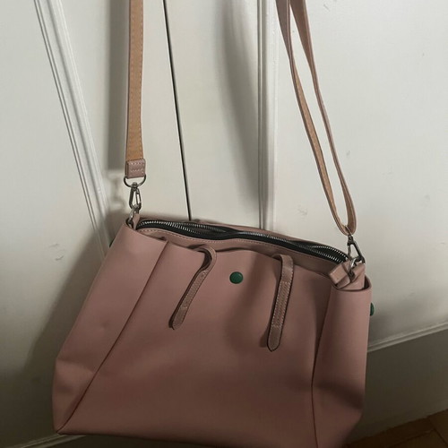 David Jones Paris leather handbag pale pink like new 35x25 cm