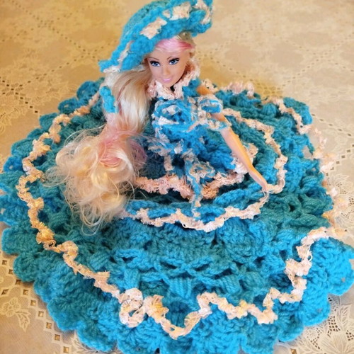 Doll with handmade dress and hat new