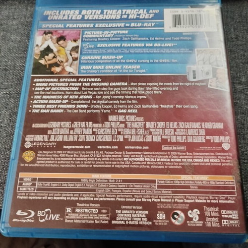 The Hangover Unrated Blu-Ray used with digital copy and subtitles