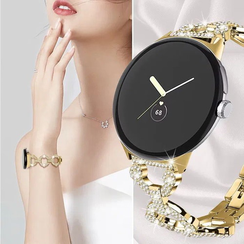 Crystal Ring Stainless Steel Watch Strap for Samsung Huawei Amazfit Garmin
