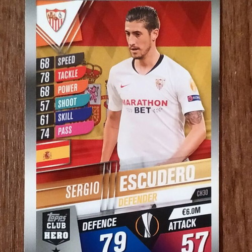 Topps Match Attax 101 2019 2020 Sergio Escudero Club Hero card like new