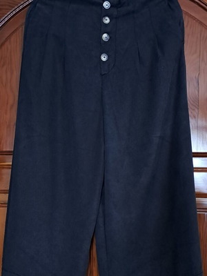 ZARA TRF Black Lyocell Button-Front Pleated Culottes, Size S