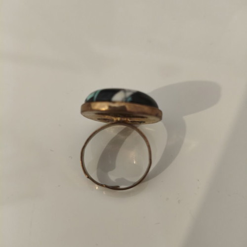 Statement handmade mosaic adjustable ring like new, multicolor