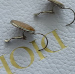 Handmade dangling earrings with warm gold-orange interior, like new