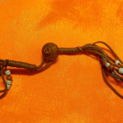 Necklace made of triple cord and beads handmade, 70cm length