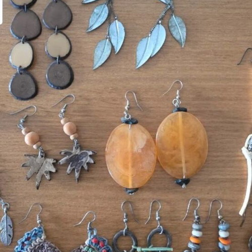 Boho earrings set used, 11 pairs multicolor