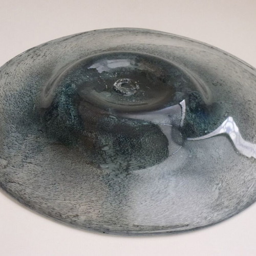 Vintage handblown glass platter, 32 cm diameter