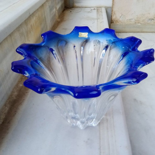 Egermann Bohemia crystal bowl, cobalt blue