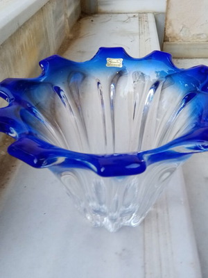 Egermann Bohemia crystal bowl, cobalt blue