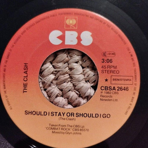 The Clash 45 RPM record used, 7-inch rock single
