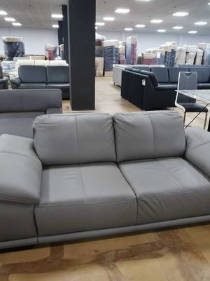 Calypso gray leather sofa new, large two-seater
