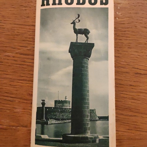 Rhodes Map lithograph by Egon Huber 1935 used, German language