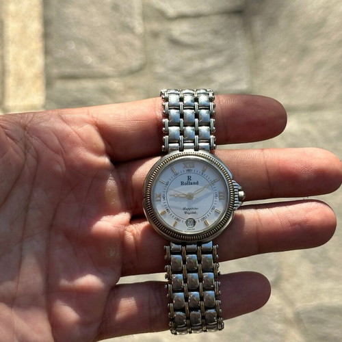 Vintage Rolland Swiss Quartz Sapphire watch stainless steel 3.5 cm