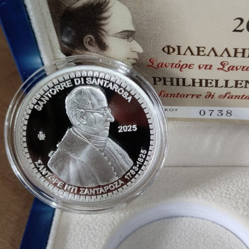 10 Euro 2025 Silver Coin Philhellenes Santorre di Santarosa Ag 92.5%