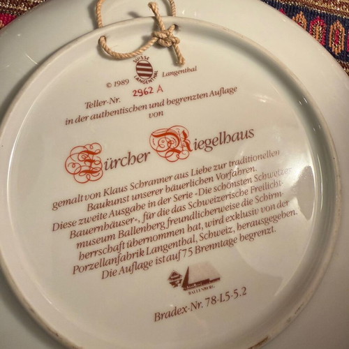 Swiss plate collection like new, handmade, numbered, set of 3