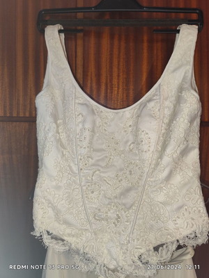 Handmade wedding dress like new, romantic, size S/M, cotton-silk