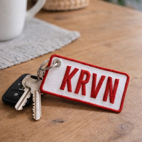 Karavan keychain new fabric in white and red