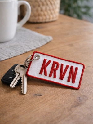 Karavan keychain new fabric in white and red