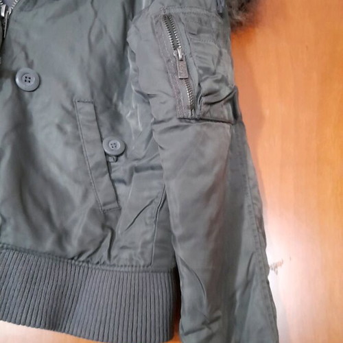 Zara Xdye khaki jacket with hood and fur like new
