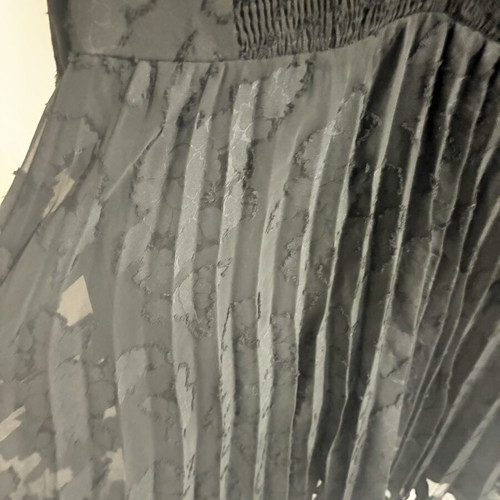 Black Formal Evening Dress with Lace Sleeves and Pleated Skirt like new